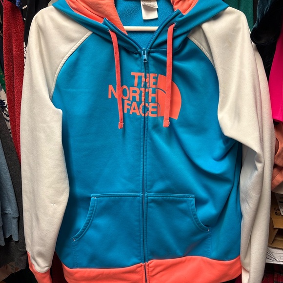 The North Face Jackets & Blazers - The North Face Bright Blue & Coral Fleece-Lined Hoodie